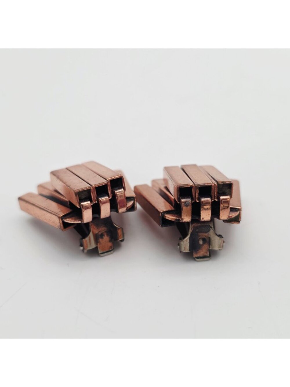 Renoir Copper Clip-On Earrings Geometric Bar Design MCM Jewelry - Picture 6 of 10